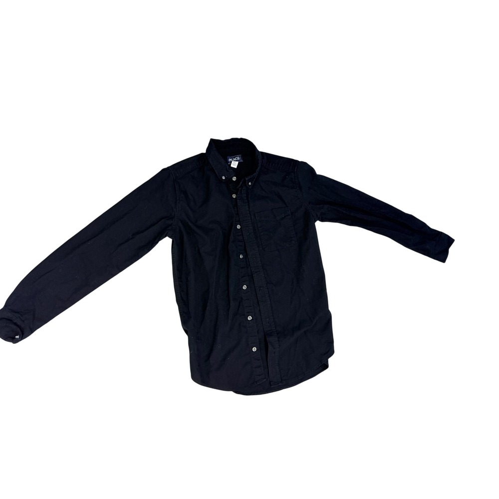 The Childrens Place Boys Shirt Black Button Down‎ Sz XXL 16 Oxford Long Sleeve